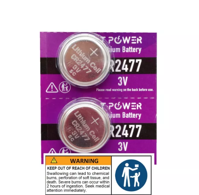 2x Tpower CR2477 3V Cell coin lithium button battery DL2477 ECR2477 wholesale