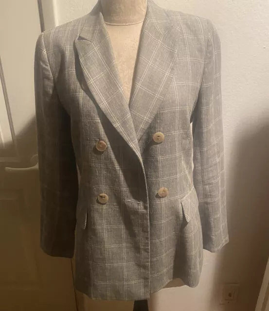 SANDRO Paris Gorgeous Linen/wool Double Breasted Blazer size:36