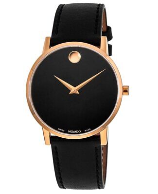 New Movado Museum Classic Rose Gold Tone Black Dial Men's Watch 0607196