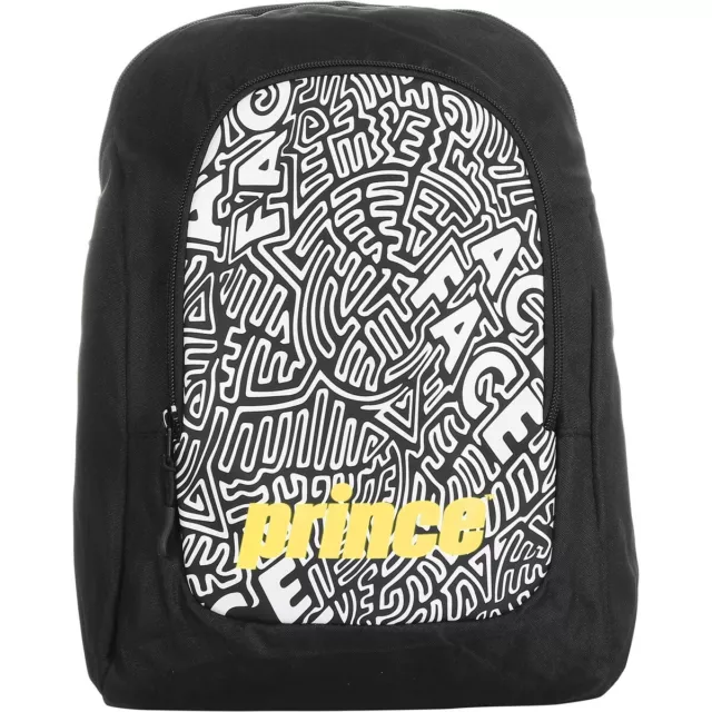 Prince Kids Tennis Backpack Junior Bag Black Yellow Ace Face