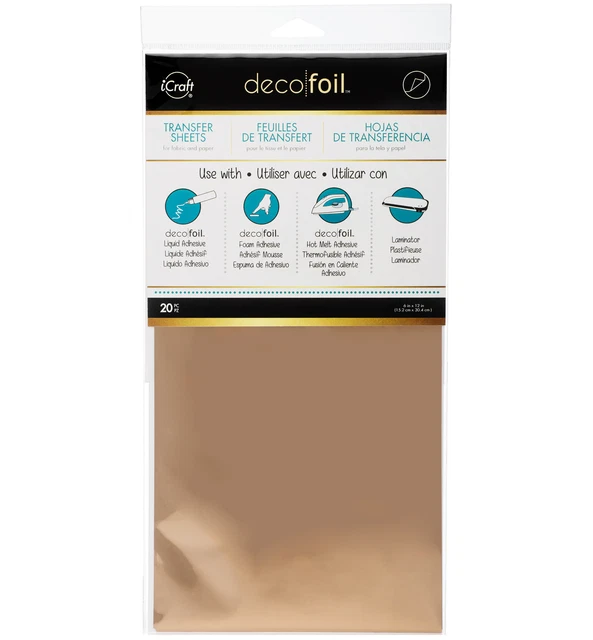 iCraft Deco Foil Transfer Sheets 6"X12" 20/Pkg-Rose Gold DFT6X12-5116