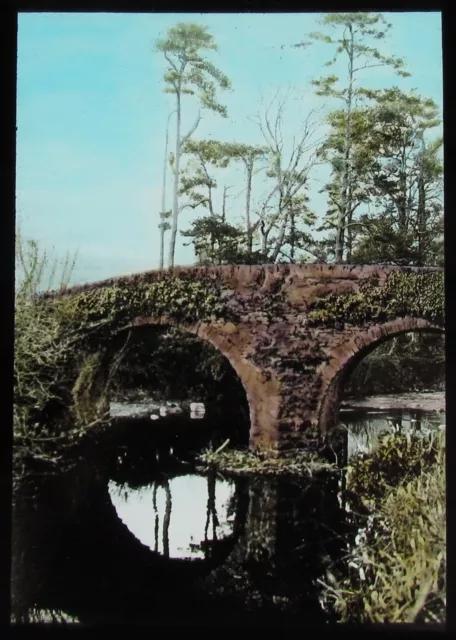 Glass Magic Lantern Slide MALMSMEAD BRIDGE NR LYNTON C1900 OLD PHOTO DEVON