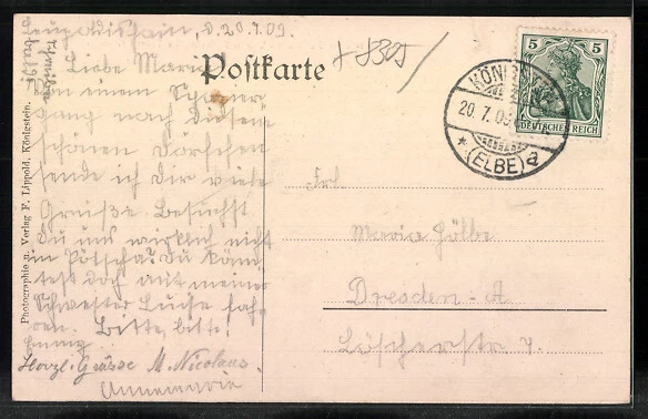AK Leupoldishain, Aussicht vom Gasthof, Bes.: Therese Grumbt 1909 2