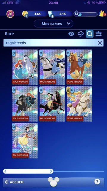 Disney Collect Topps Regal Steeds Rare + Uncommon Full Set