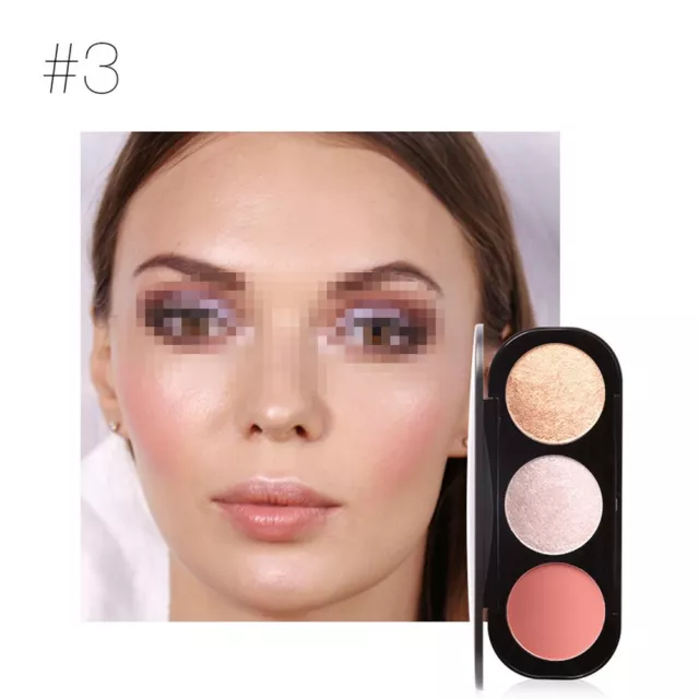 FOCALLURE 3 Color Blush Highlighter Bronzer Palette Contour Shadow Powder IDS