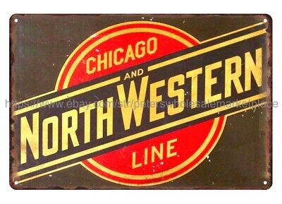 office designs CHICAGO and NORTHWESTERN LINE RAILWAY Railroad metal tin sign