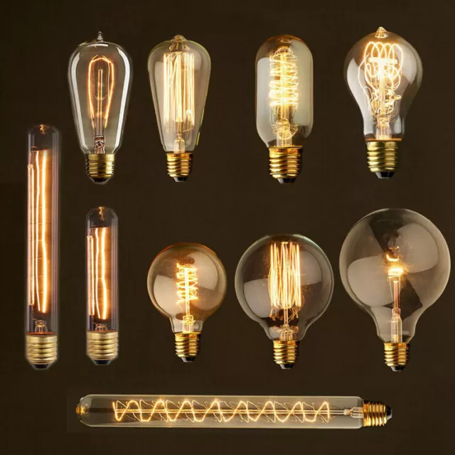 Retro Filament Light Bulbs Edison Vintage Squirrel Cage Dimmable E27 B22 E14 Cap