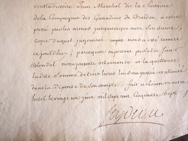 1757 FEYDEAU DE BROU intendant payement frais apres avoir fusiller un