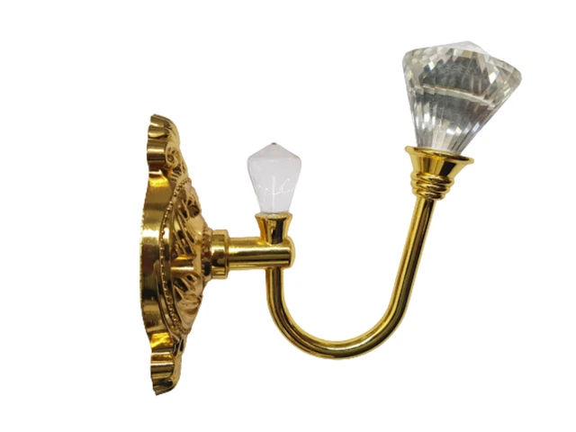 Pair 2 pieces Holdbacks for Curtain Tiebacks - Dbl Diamond Glass on Fancy Gold C