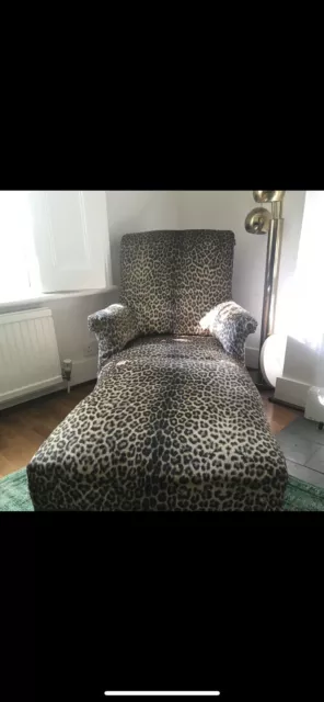 Antique Leopard Print Chaise Lounge