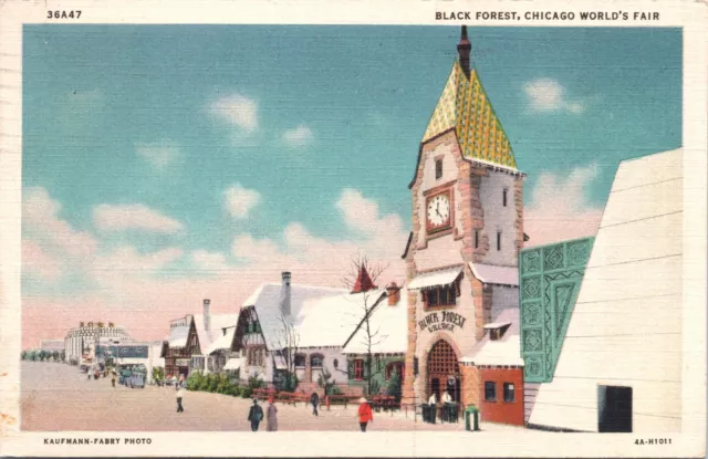 Postcard Illinois - Black Forest (German Village)  -Chicago World's Fair Pmk1934