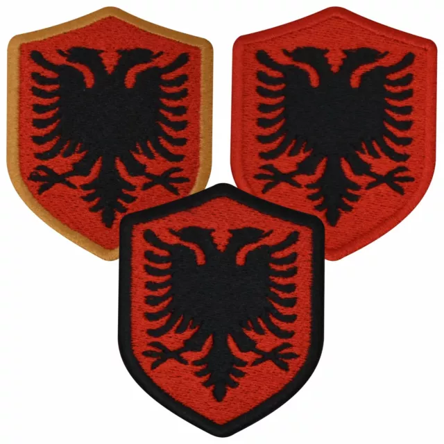 Aufnäher ALBANIEN Wappen 7 x 5,6cm Bestickt Flagge Patch FanShirts4u