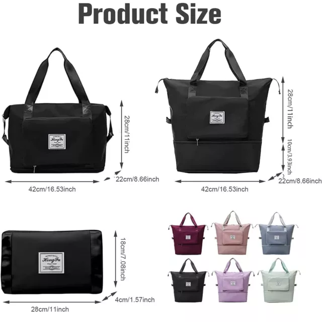 Women Large Capacity Folding Tote Duffle Bag Sports Gym Waterproof Travel Bag 3
