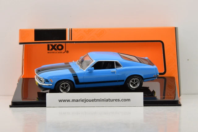 Modèle Réduit 1:43 Ford Mustang Boss 302 Coupe 1970 Bleu Clair Marque Ixo