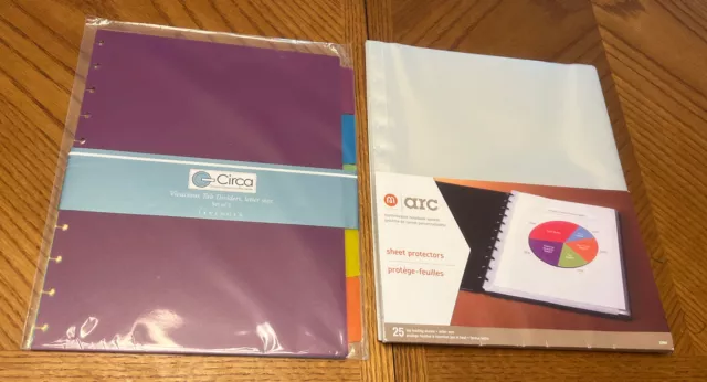 Levenger CIRCA Multicolored Tab Dividers 5 Plastic Letter Size & 25 sheet protec