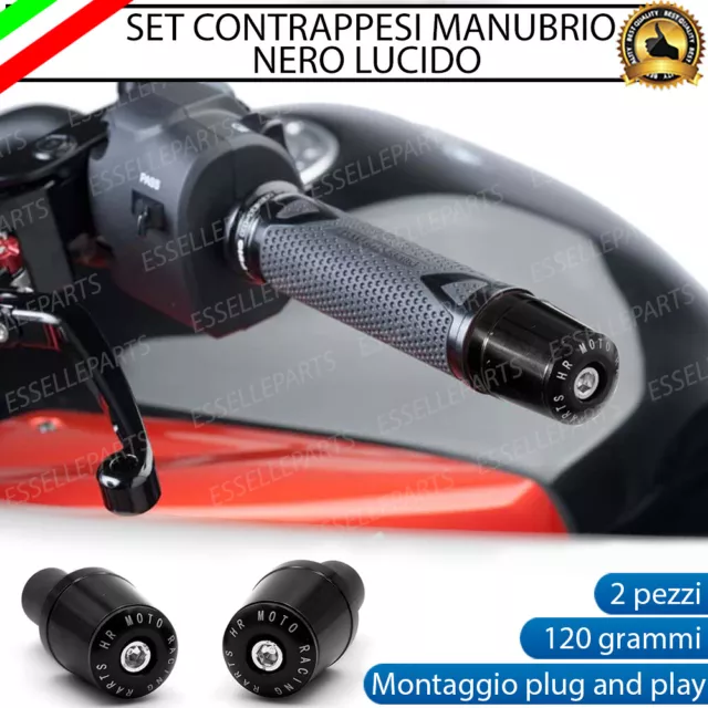 2X Contrappesi Manubrio Bilancieri Stabilizzatori Moto Scooter Alluminio Nero