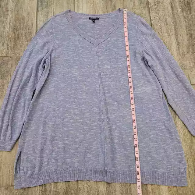 Eileen Fisher Sweater Womens Size 1X Purple V Neck Organic Linen Cotton Blend 2