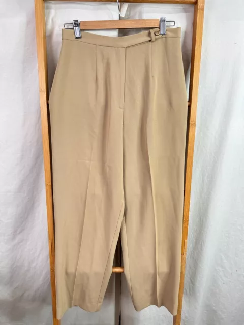 Witchery Dress Pants Womens 12 Brown High Rise Wide Leg Relaxed Fit