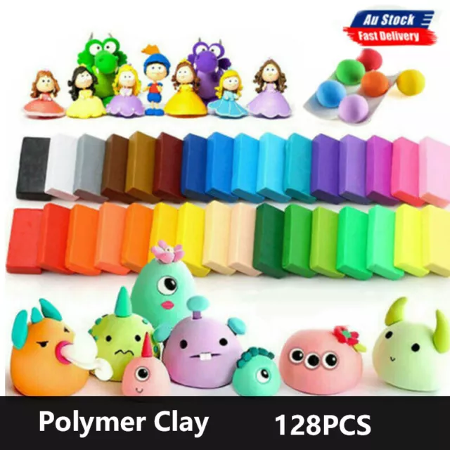 DIY Craft Malleable Fimo Polymer Modelling Soft Clay Block Set 32-128PCS AU