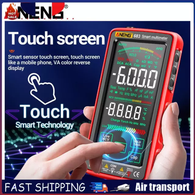 Smart Digital Multimeter 6000 Counts Touch Screen Ammeter Tester Meter (Red) FR