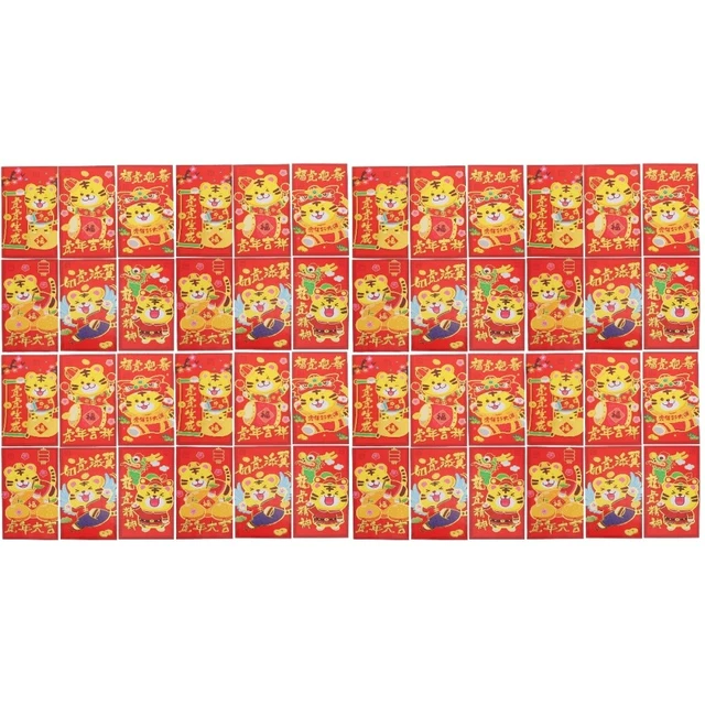 72 Pcs Year The Tiger Cartoon Red Envelope New Money Envelopes