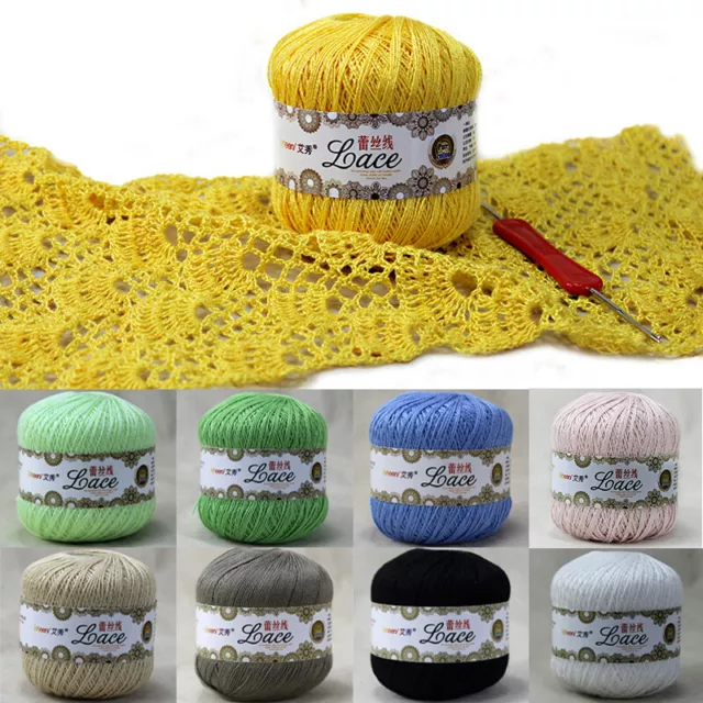 50g/Ball Lace Cotton Yarn 2 Ply Hand Knitting Embroidery Thread Craft Crochet