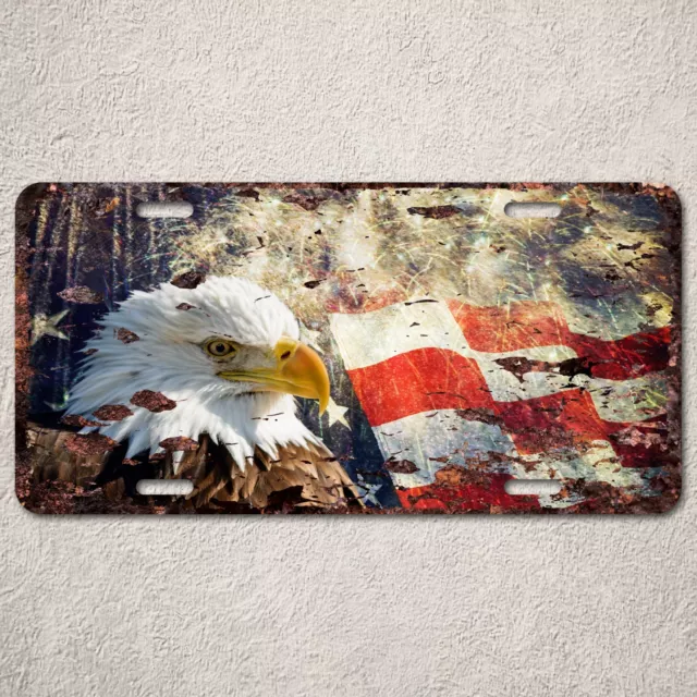 LP0124 American flag Eagle Auto License Plate Rust Vintage Home Store Decor Sign