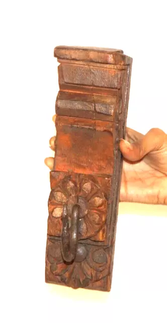Vintage Wooden Hand Carved Wall Hook Coat/Key Hanger Old Original 11591