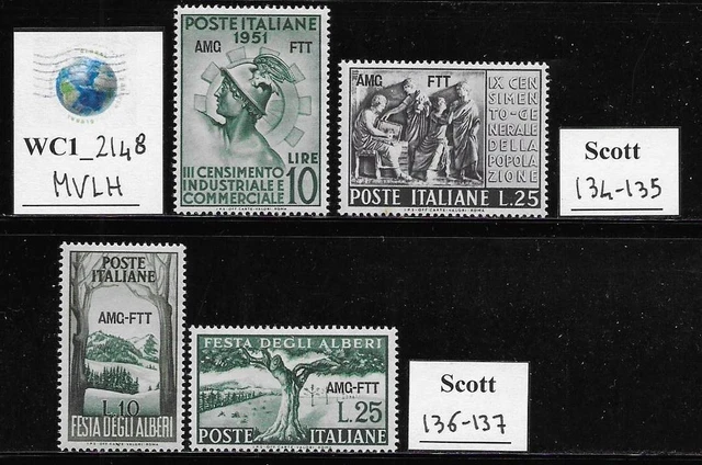 WC1_2148 TRIESTE FTT. Lot of 1951 small sets. Scott 134-135, 136-137. MVLH.