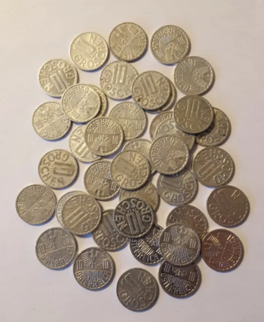 Austria Republik Osterreich 10 Groschen Coins, Lot Of 40