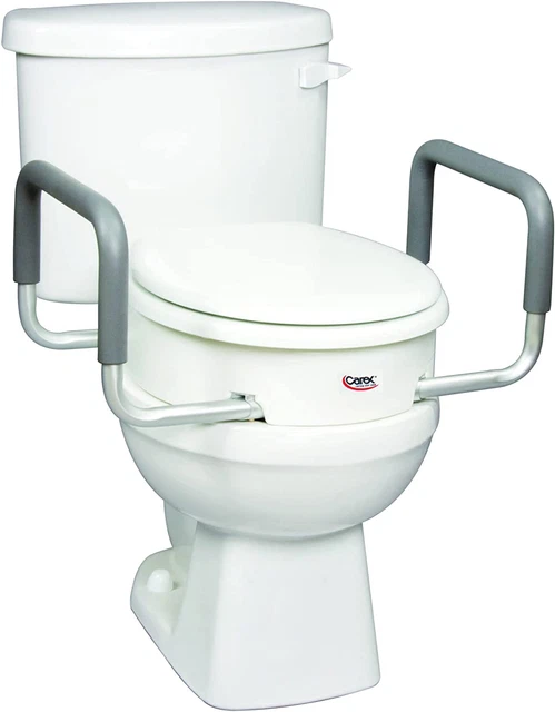 Asiento de inodoro Carex elevado de 3,5 pulgadas con brazos - para inodoros redondos - inodoro elevado