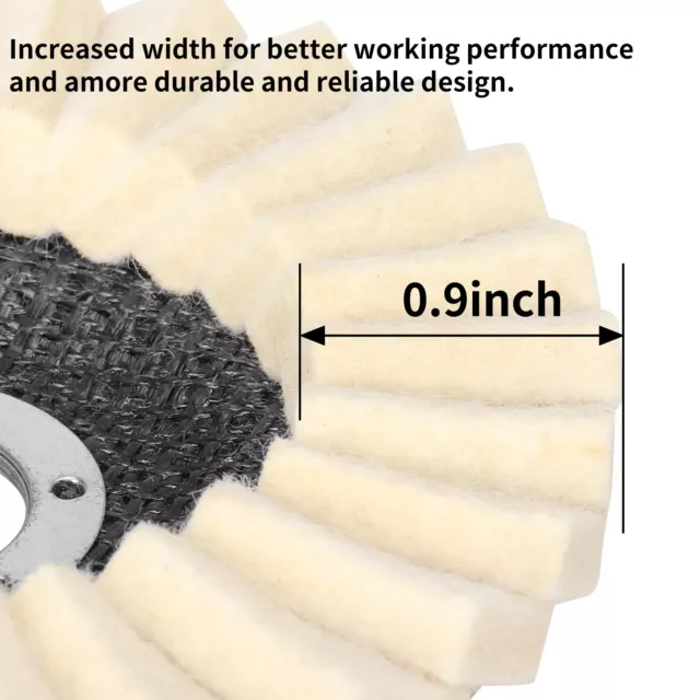 Molinilla angular de disco de fieltro con solapa de lana de 115 mm 4,5" pulido rueda de pulido para metal 3