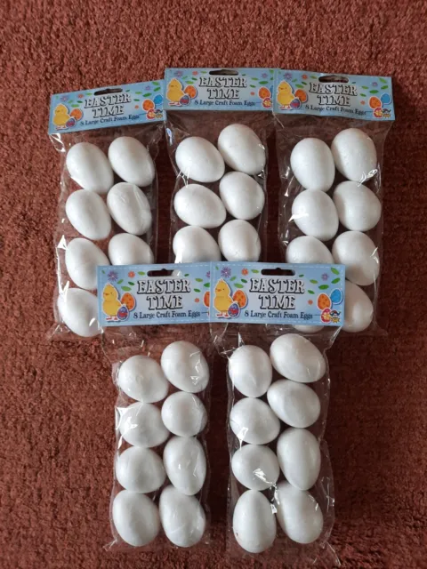 40 x HUEVOS DE ESPUMA DE POLIESTIRENO GRANDES Huevos de Pascua Gorro Artesanal Decoración Lisa