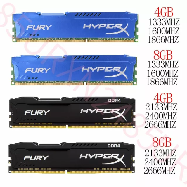 64GB 32GB 16GB 8GB 4GB DDR3 1333 1600 1866 DDR4 2133 2400Mhz For HyperX FURY Lot