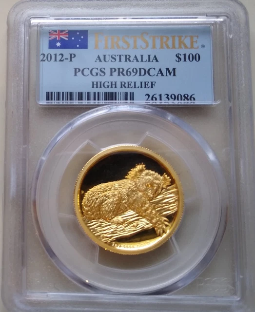2012 AUSTRALIA 1 oz. $100 GOLD KOALA PCGS PR69 HIGH RELIEF FIRST STRIKE