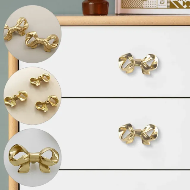 Brass Bowknot Cabinet Handle Pull Kitchen Drawer Dresser Furniture Door Knobs