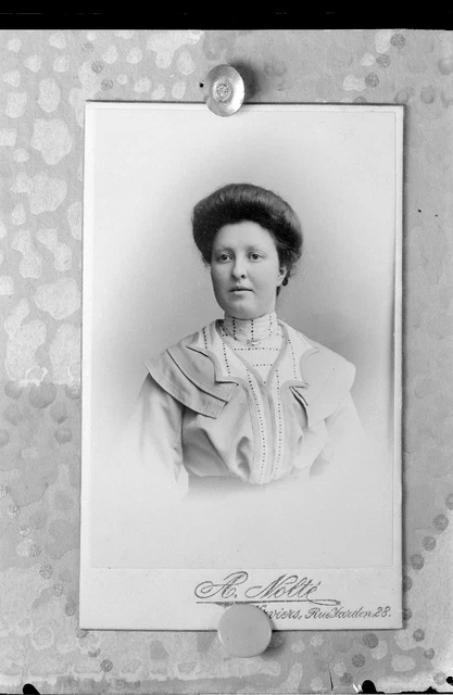 Porträt Weiblich CDV - Antik Negativ 13x18 Foto An. 1920 30