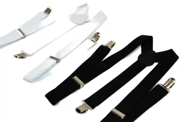 Black Or White Unisex Mens Womens Suspenders Braces Adjustable Formal Wedding