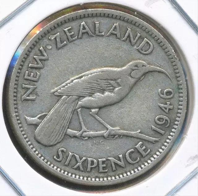 New Zealand 1946 Sixpence 6d George VI (Silver) - Fine