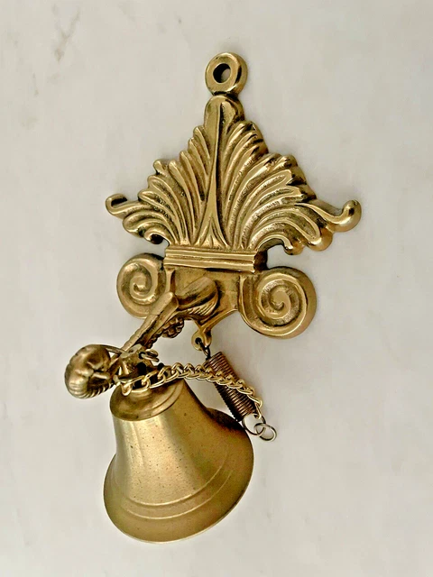 Vintage Ornate Solid Brass Hanging DINNER DOOR BELL Wall Mount