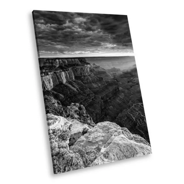 SC644 Black White Portrait Canvas Picture Print Wall Art Grand Canyon Sunset