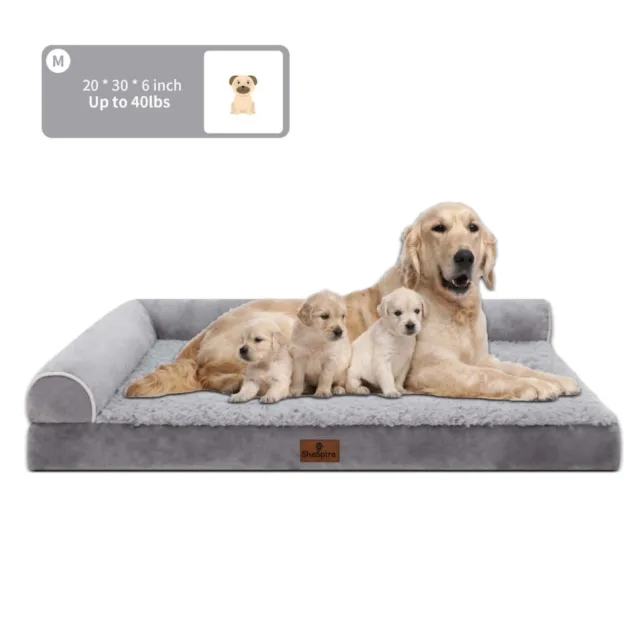 Pet Dog Cat Bed Memory Foam Orthopedic Dog Beds L-Shape Bolster Dog Sofa Pet Mat