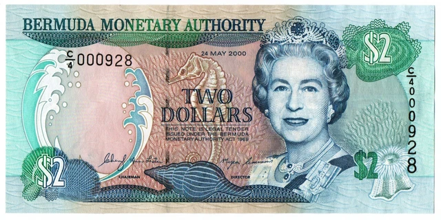 QE II BERMUDA 2000 Bermuda $2 Low Serial Number (000928) GEM UNC