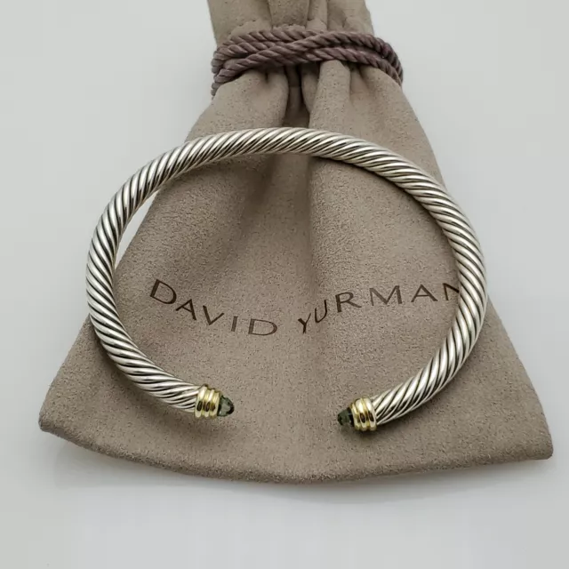 David Yurman Cable Classics Bracelet with Prasiolite and 14K Yellow size medium