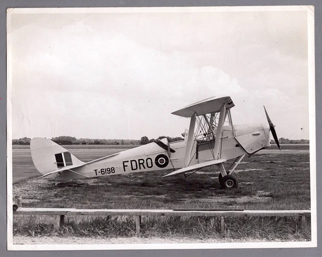 De Havilland Tiger Moth T-6198 Fdro Large Original Vintage Press Photo