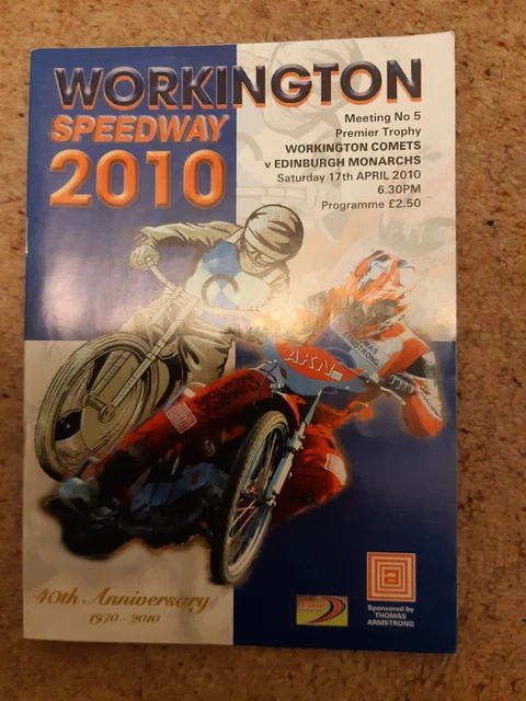WORKINGTON vs EDINBURGH SPEEDWAY PROGRAMME 17/04/2010 (EXCELLENT CONDITION)