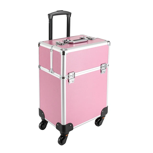 Professional Rolling Trolley Case Makeup Storage Organizer & Damping Handle