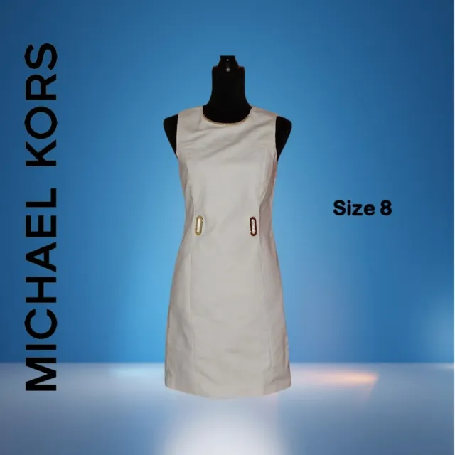 Michael Kors Size 8 womens sheath dress off white sleeveless