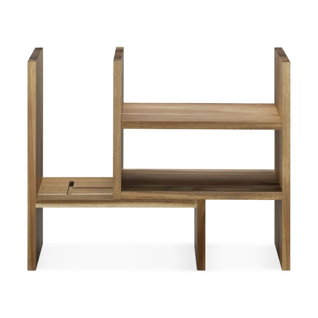 Akazie Schreibtisch Organizer 64x15x40 Ordnungssystem verstellbar Eckregal Natur