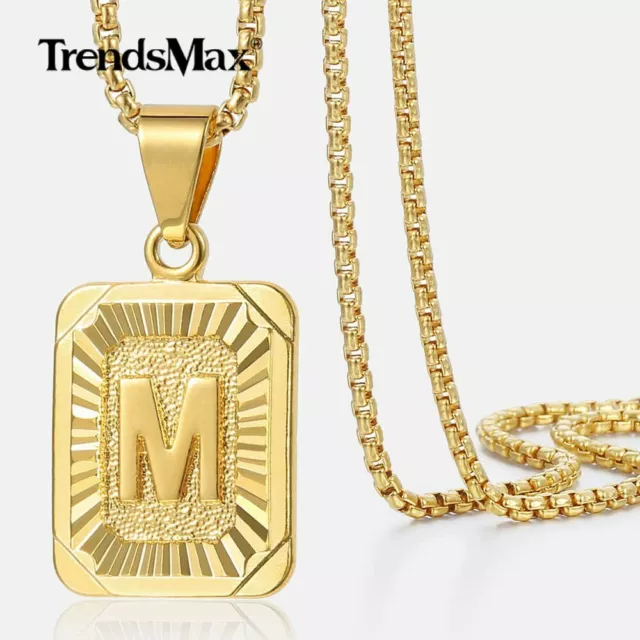 14K Gold Plated Initial Letter A-Z Pendant Necklace Choker Jewelry 16-22" Chain
